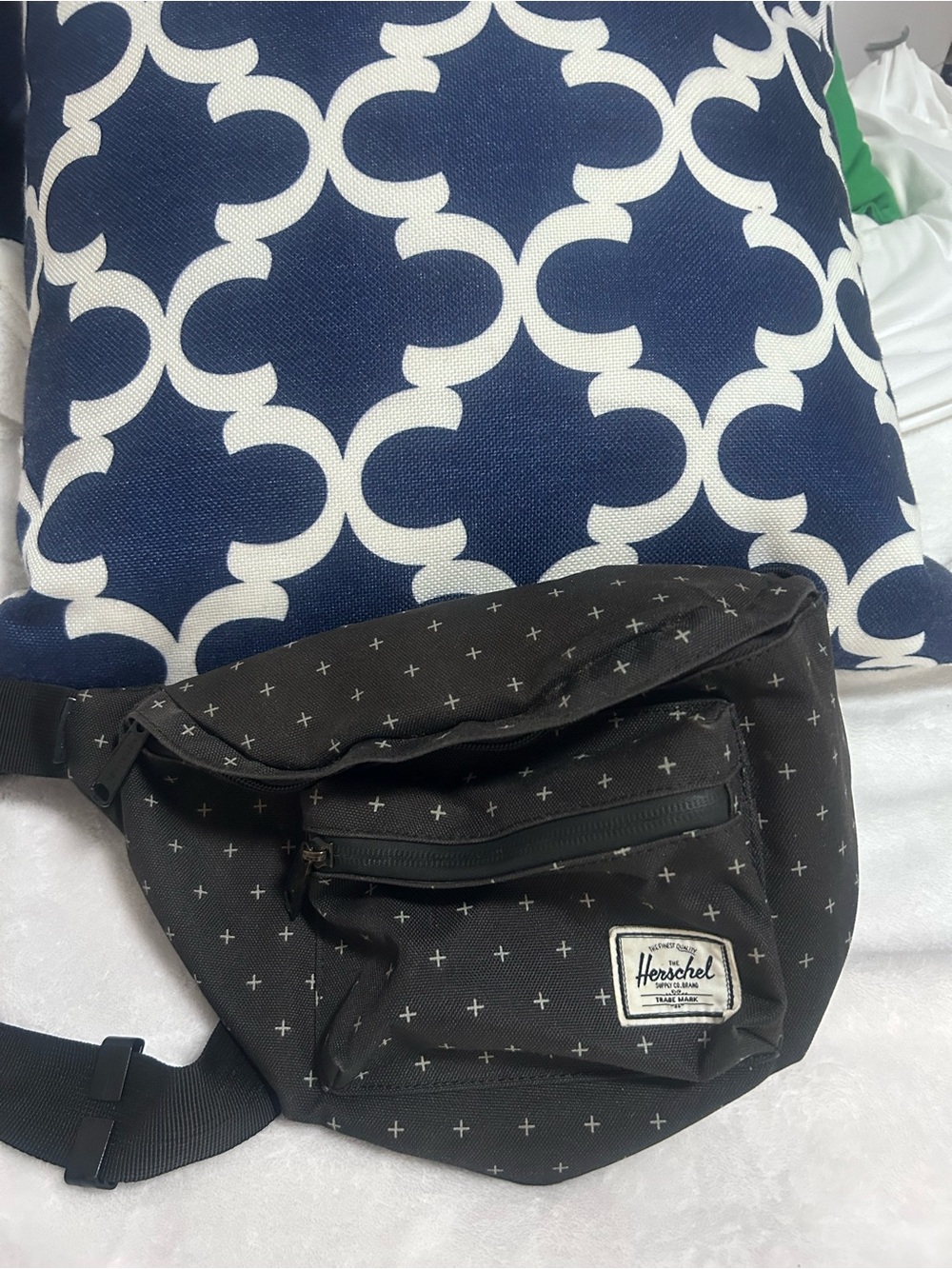 Herschel Supply Company Black Waist Pack with White Cross Pattern